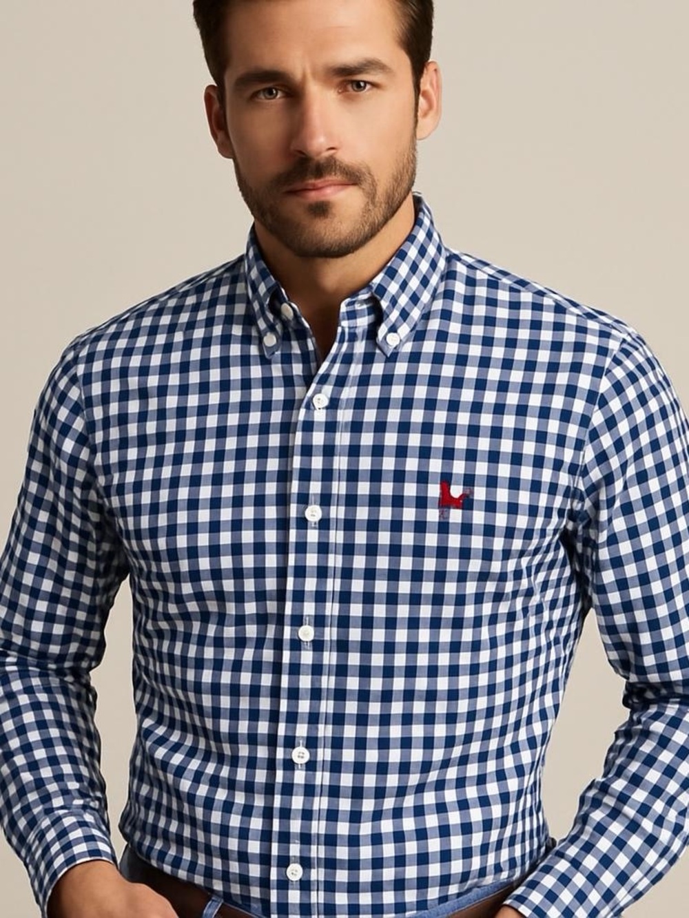U.S. Polo Assn.‎ Navy & White Gingham Button-Down Shirt Size M